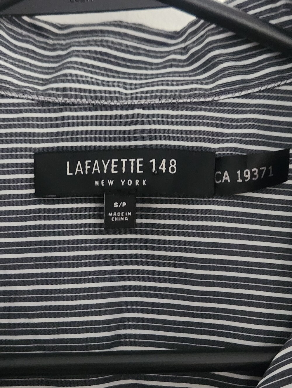 Lafayette 148 New York Striped Popover Monili Bead Trim Navy White Size Small - Picture 2 of 10